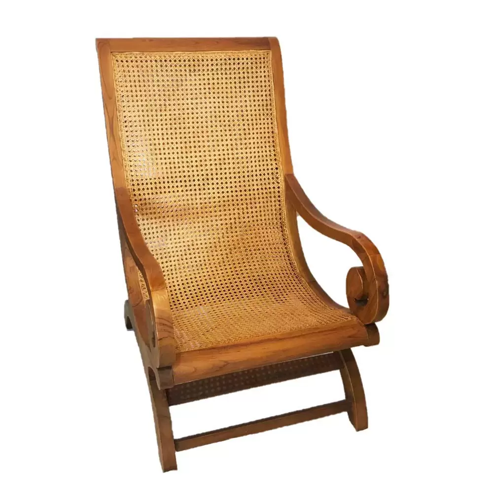 Olvasó fotel teakfából rattan fonással