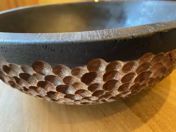 Rusztikus teak fa tál kör alakú